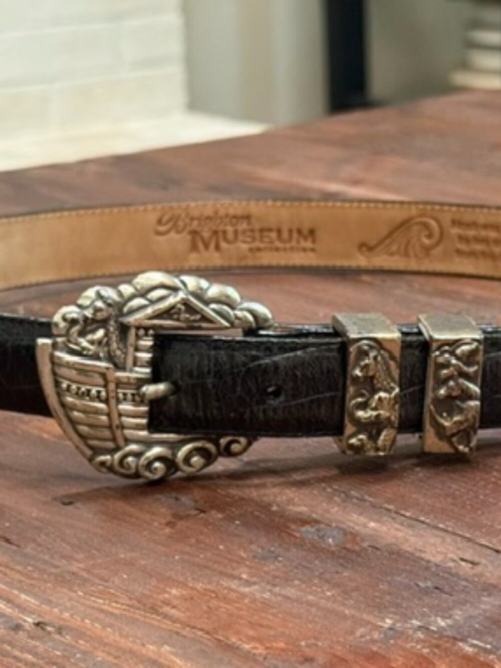 Vintage Brighton Museum Collection Noah's Ark Black Leather Belt